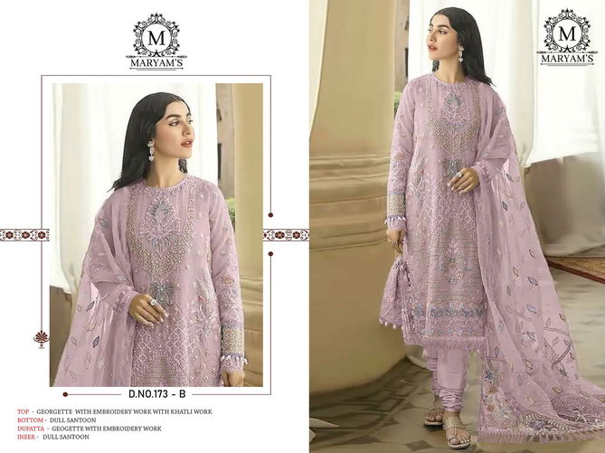 Maryams 173 Georgette Embroidered Pakistani Suits Wholesale Market In Surat